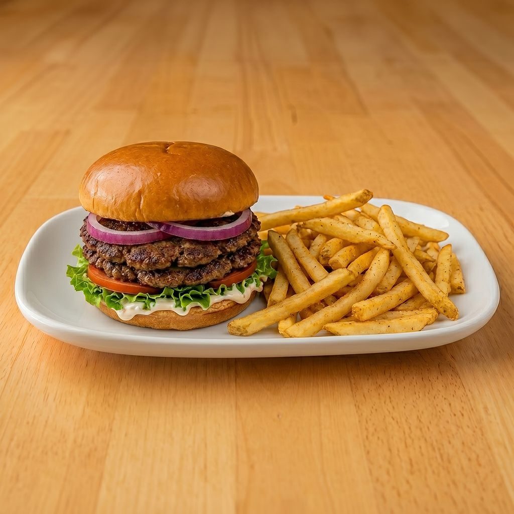 Hamburger with French Fries.